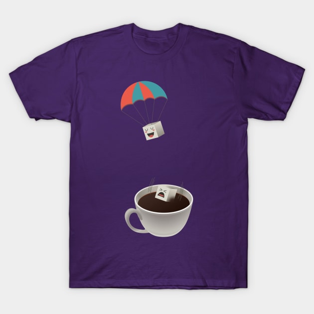 Sugar Cubes Jumping in a Cup of Coffee T-Shirt by sundressed